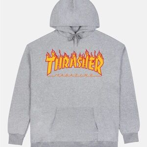 Thrasher Gray Hoodie with Flame Logo